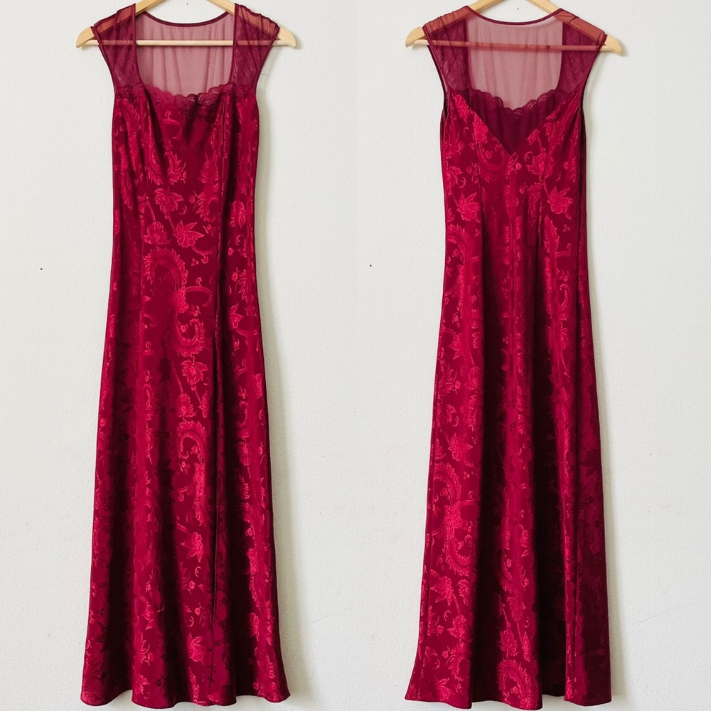 Vintage Victoria’s Secret SMALL Gold Label burgundy red satin nightgown